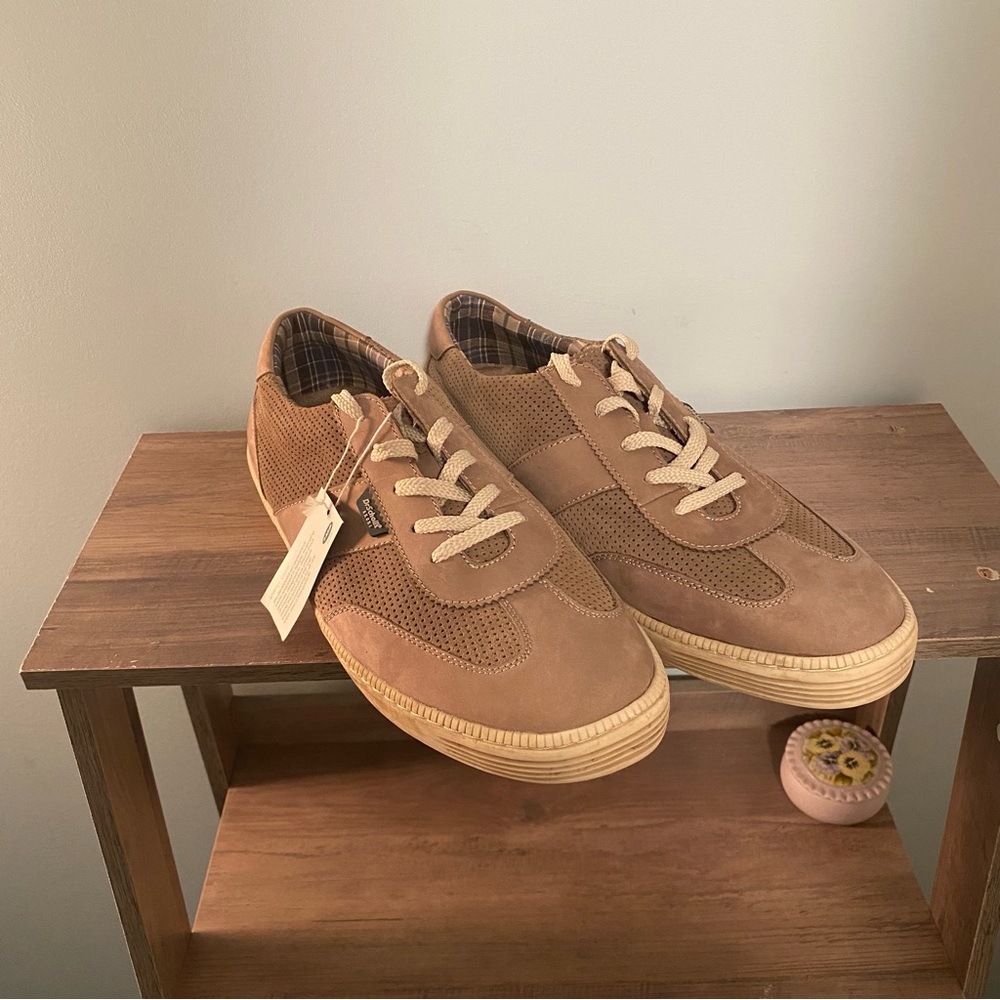 NWT Dr Scholls Mens Tennis Shoes Loafer Comfort Casual Leather Brown/Tan Lace Up